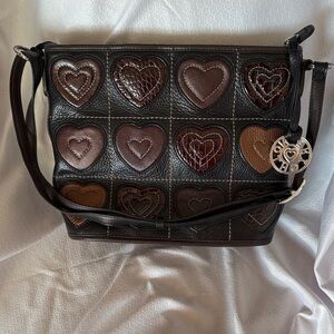 Brighton Black and Brown Heart Shoulder Bag